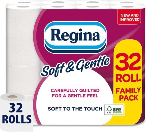 Regina Soft & Gentle Toilet Tissue - 32 Rolls, 200 Sheets per Roll.